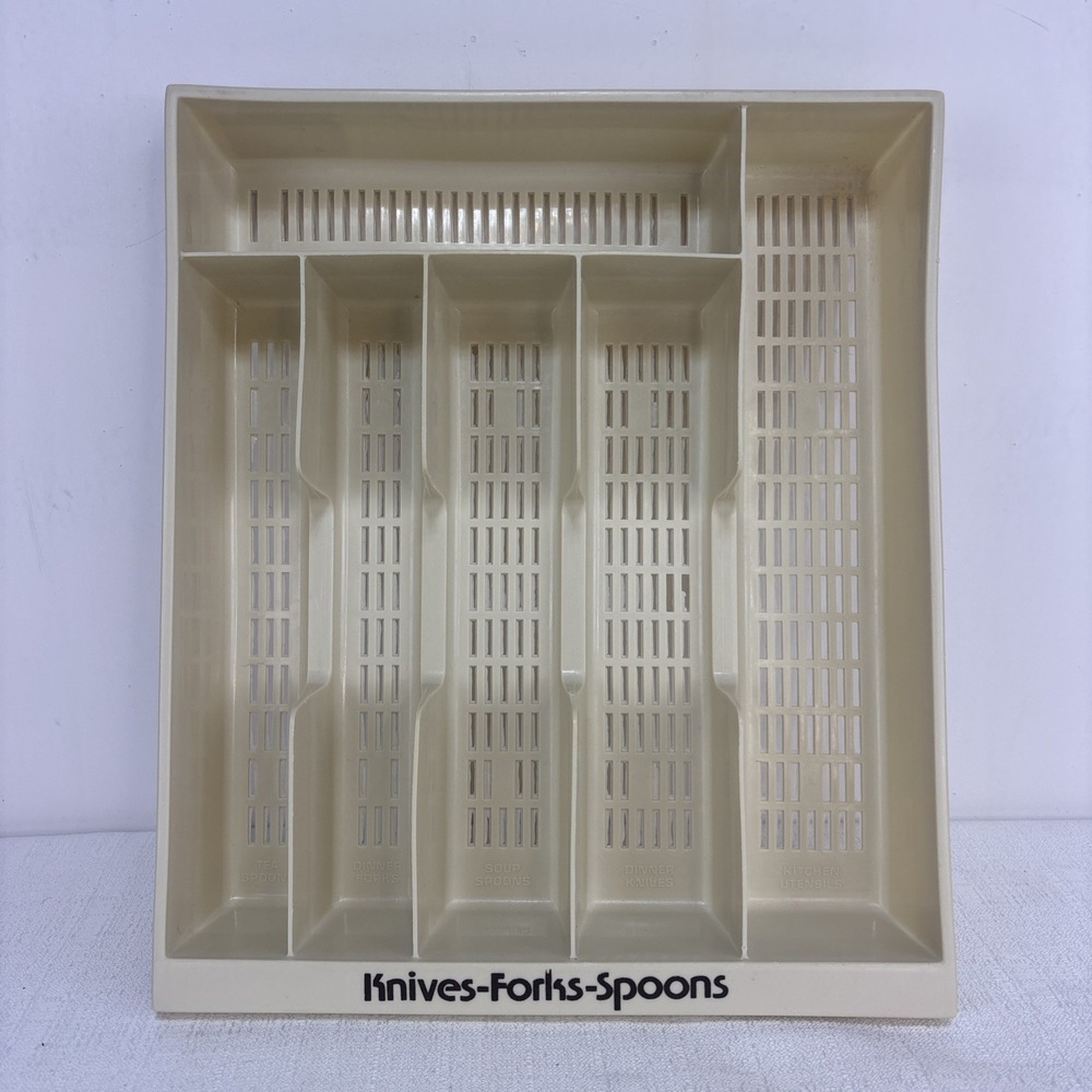 VTG Knives Forks Spoons Flatware Kitchen Drawer Organizer 6 Slot‎ Plastic Tray
